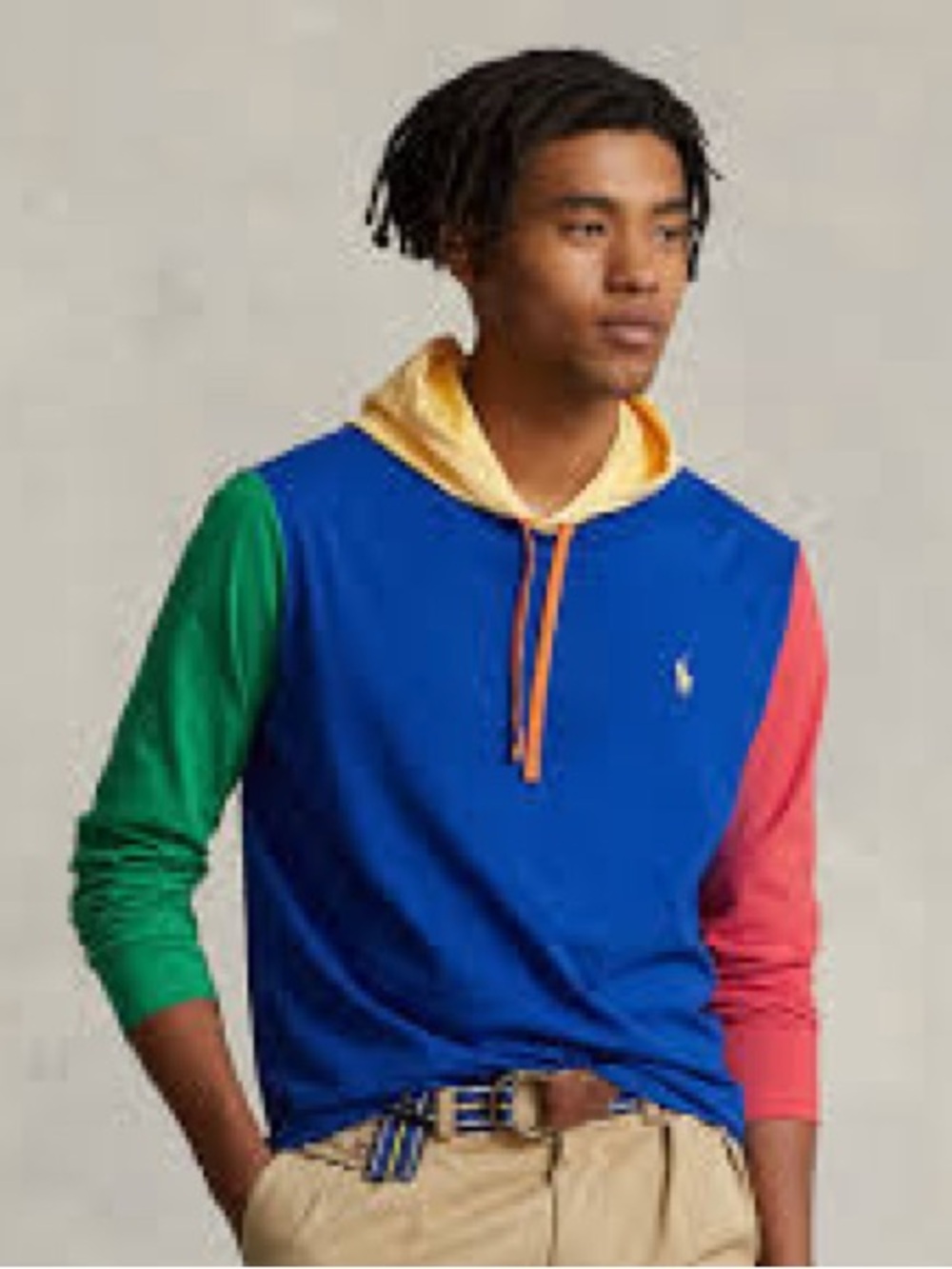 Polo Ralph Lauren Colorblock Hooded Tee Men’s XL 100% Cotton Multicolor